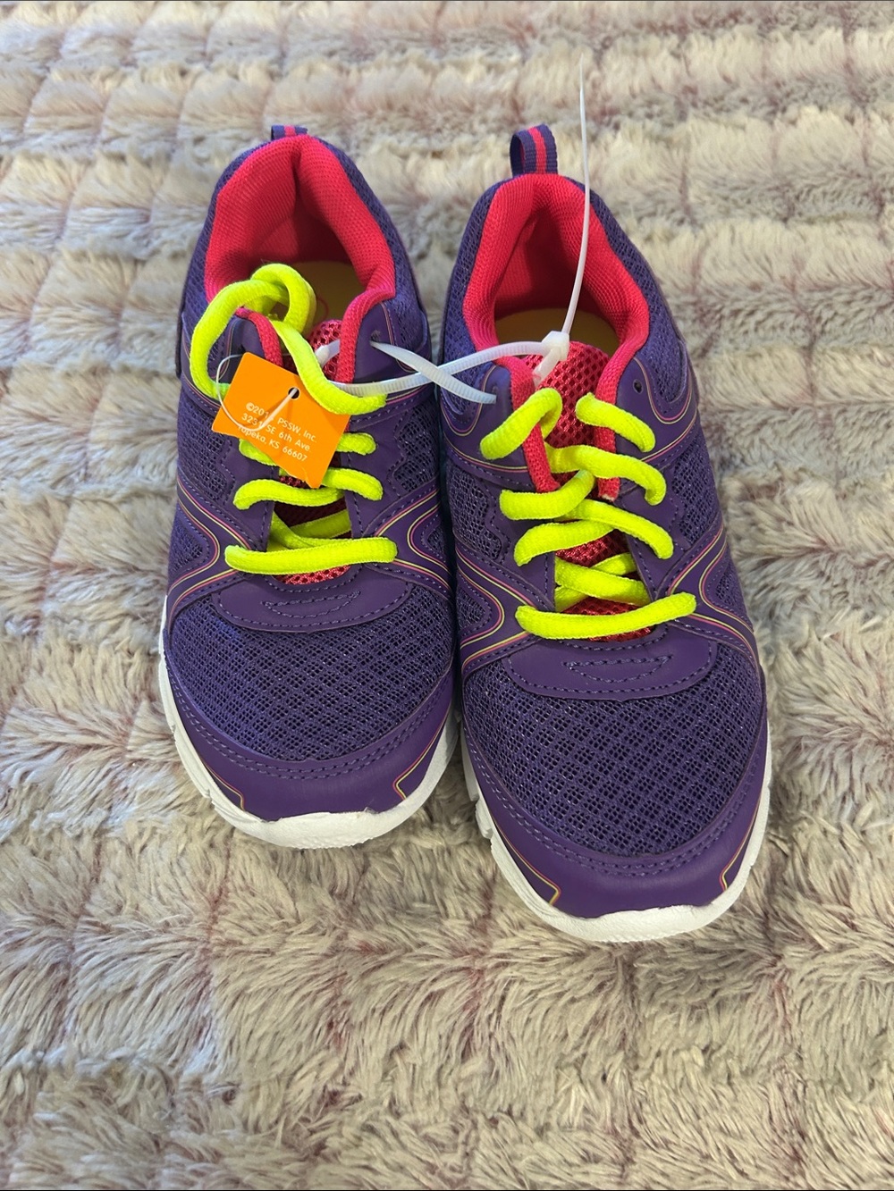 Zoe & Zac Purple Athletic Sneakers with Neon Yellow Laces size 1